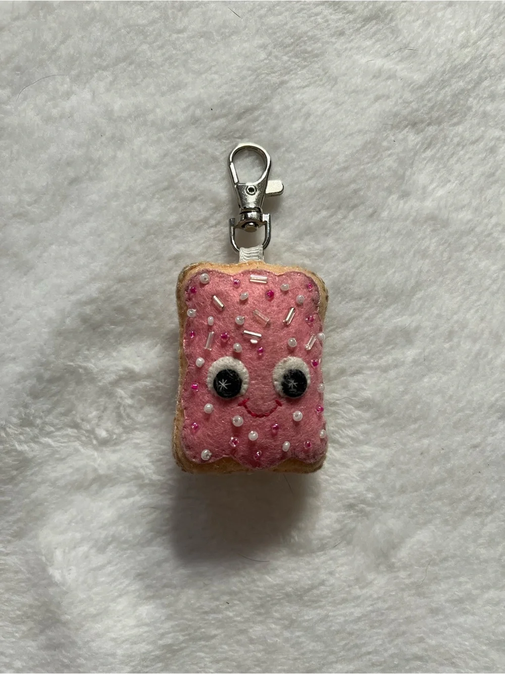 Pop tart Pink Felt Pop-Tart Keychain with Beaded Sprinkles